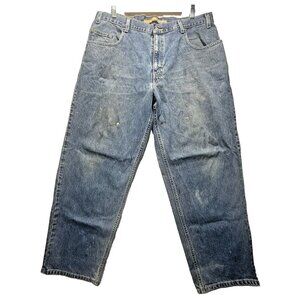 Vtg Levis Silver Tab Jeans Mens 36x30 Blue Baggy Fit Y2K Skate Distressed Grunge